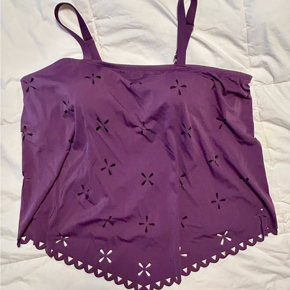 Purple Women's Top with Cutout Design